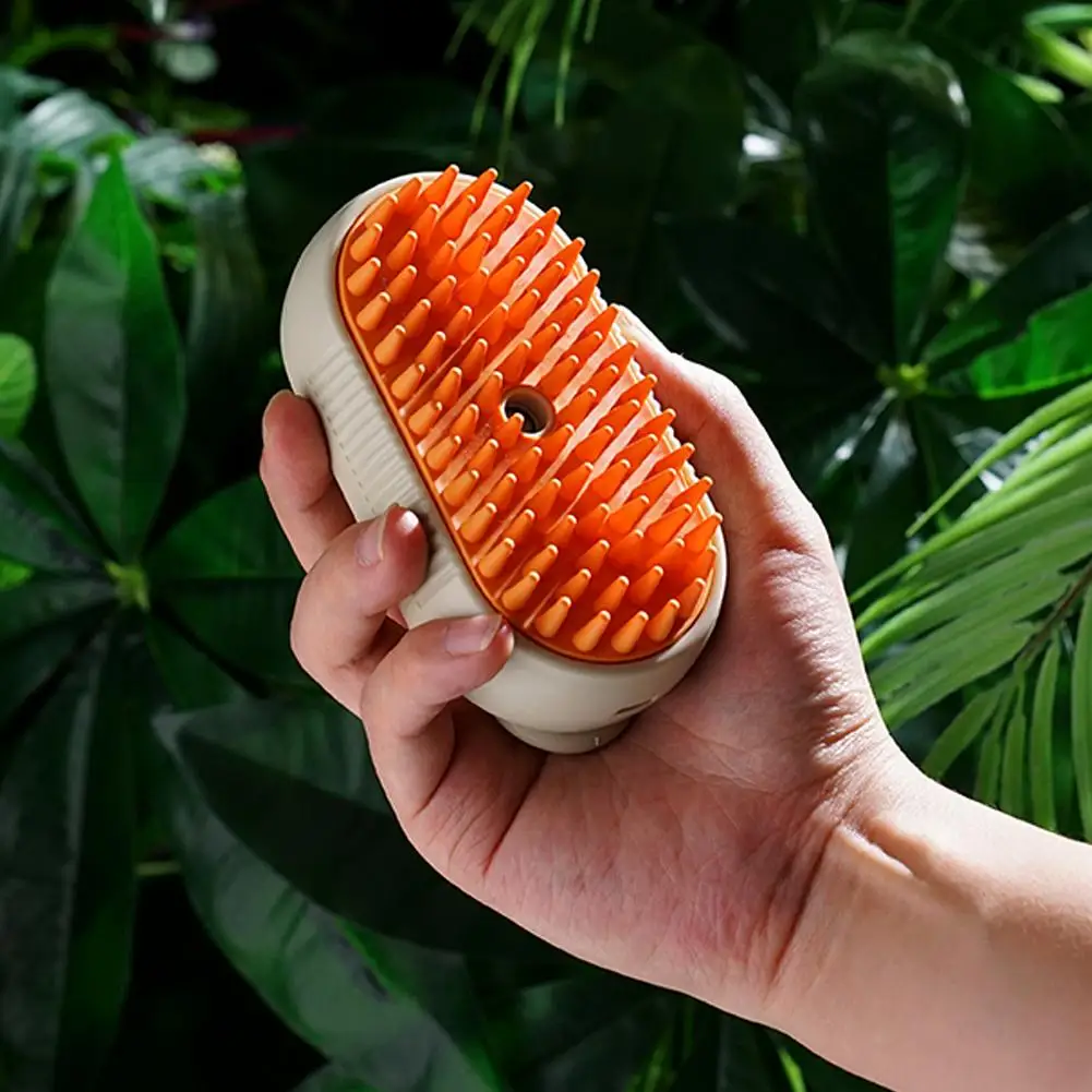 FurClean Oplaadbare Verzorgingsborstel voor Huisdieren | 3-in-1 Functie met Stoomtechnologie & Zachte Massage | Wit en Oranje - Image 7