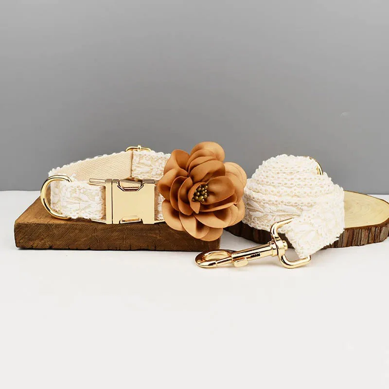 Elegante Bruiloftshondenhalsband met Gepersonaliseerd Naamplaatje | Stijlvolle Hondenriem | Maat S-XL | Wit | Duurzaam Materiaal - Image 4