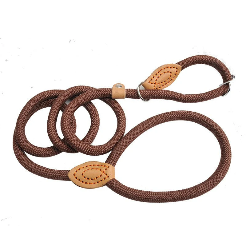 Nylon Slipkoord Hondentuig Zonder Halsband | Verstelbare Antitrekrain met Zacht Handvat | Voor Middelgrote en Grote Honden | Verkrijgbaar in Khaki Zwart Rood Blauw Koffie | Duurzaam Gevlochten voor Comfortabele Wandelervaring - Image 10