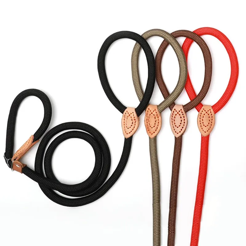 Nylon Slipkoord Hondentuig Zonder Halsband | Verstelbare Antitrekrain met Zacht Handvat | Voor Middelgrote en Grote Honden | Verkrijgbaar in Khaki Zwart Rood Blauw Koffie | Duurzaam Gevlochten voor Comfortabele Wandelervaring - Image 2