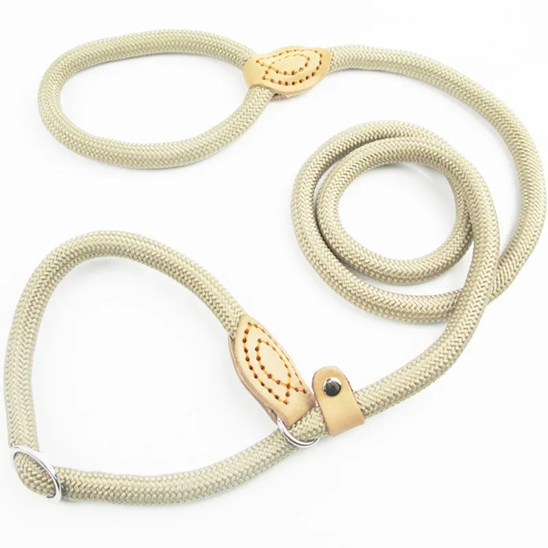 Nylon Slipkoord Hondentuig Zonder Halsband | Verstelbare Antitrekrain met Zacht Handvat | Voor Middelgrote en Grote Honden | Verkrijgbaar in Khaki Zwart Rood Blauw Koffie | Duurzaam Gevlochten voor Comfortabele Wandelervaring - Image 6