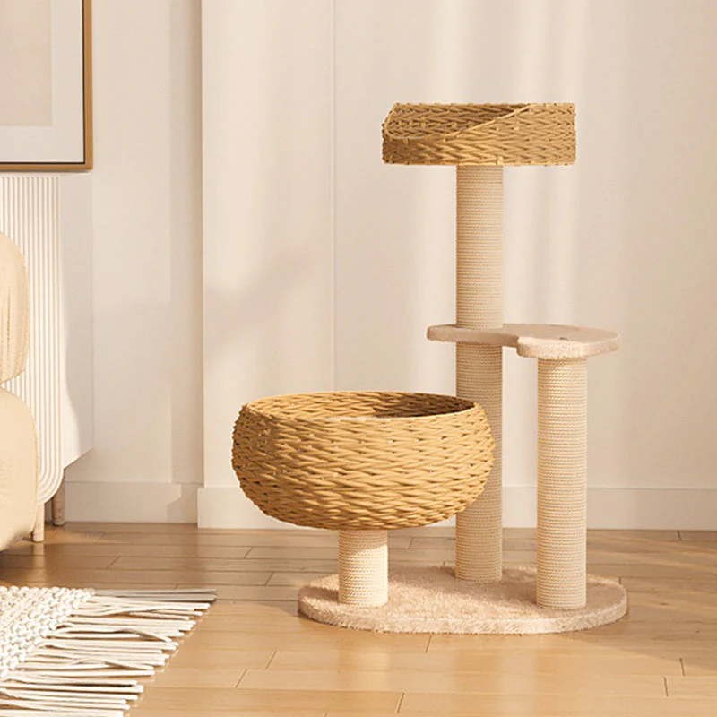 Pluche Krabpaal met Slaperige Kom | Handgemaakt met Sisaltouw | Luxueuze Zonneplek | Kattenklimboom voor Spelen, Krabben en Rusten - Image 2