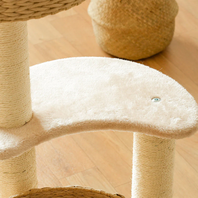 Pluche Krabpaal met Slaperige Kom | Handgemaakt met Sisaltouw | Luxueuze Zonneplek | Kattenklimboom voor Spelen, Krabben en Rusten - Image 3