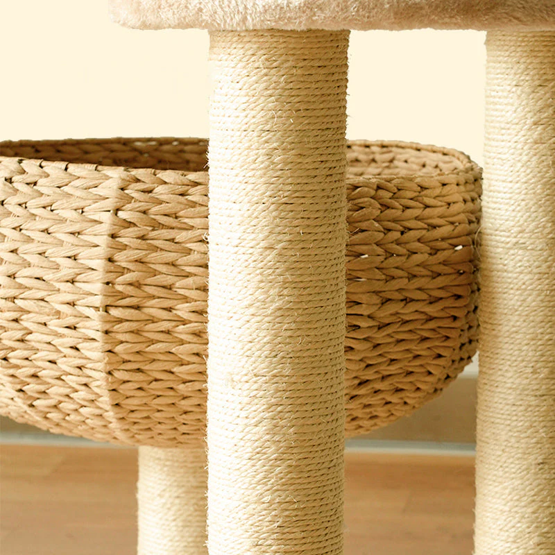 Pluche Krabpaal met Slaperige Kom | Handgemaakt met Sisaltouw | Luxueuze Zonneplek | Kattenklimboom voor Spelen, Krabben en Rusten - Image 4