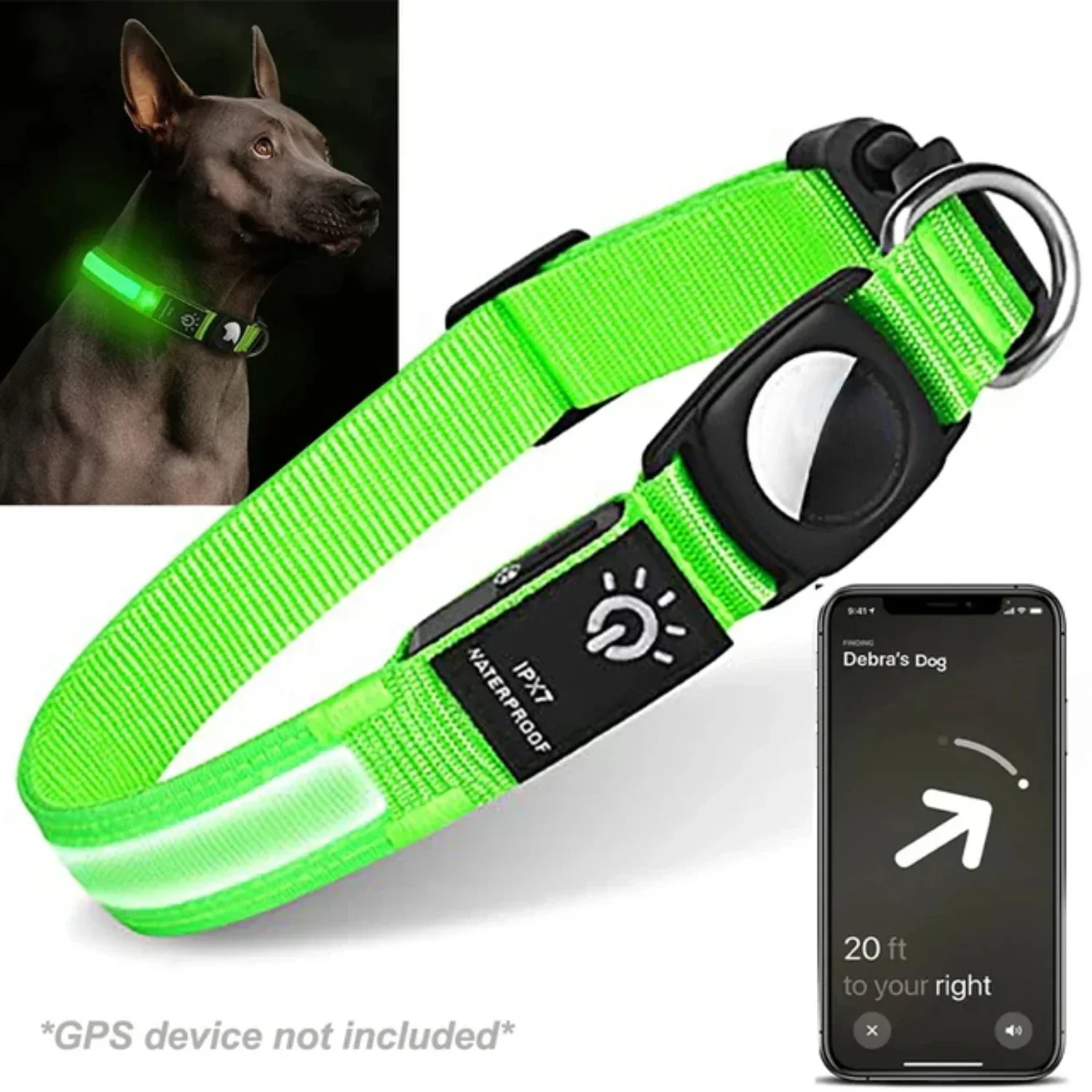 GlowTrack - Veilige LED-halsband met GPS en Airtag voor Honden | Waterdicht en USB-Oplaadbaar | Multicolor, Geschikt voor Alle Seizoenen - Image 10