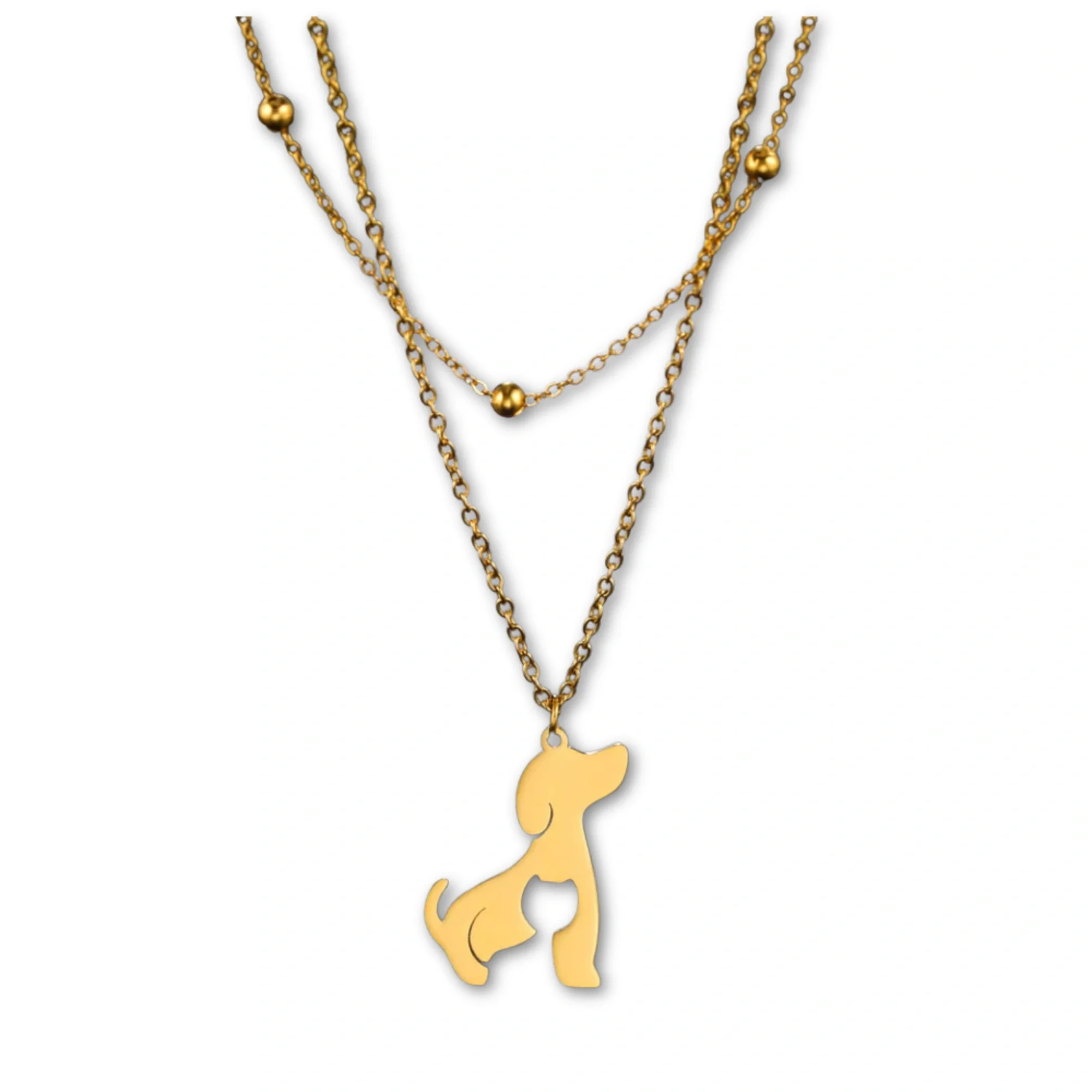 Dames Ketting Met Dierenhanger | Dubbele Laags Choker Met Kat & Hond | Roestvrij Staal | Minimalistisch & Trendy Sieraad | Perfect Cadeau Voor Vriendin, Moeder Of Vriendin - Image 2