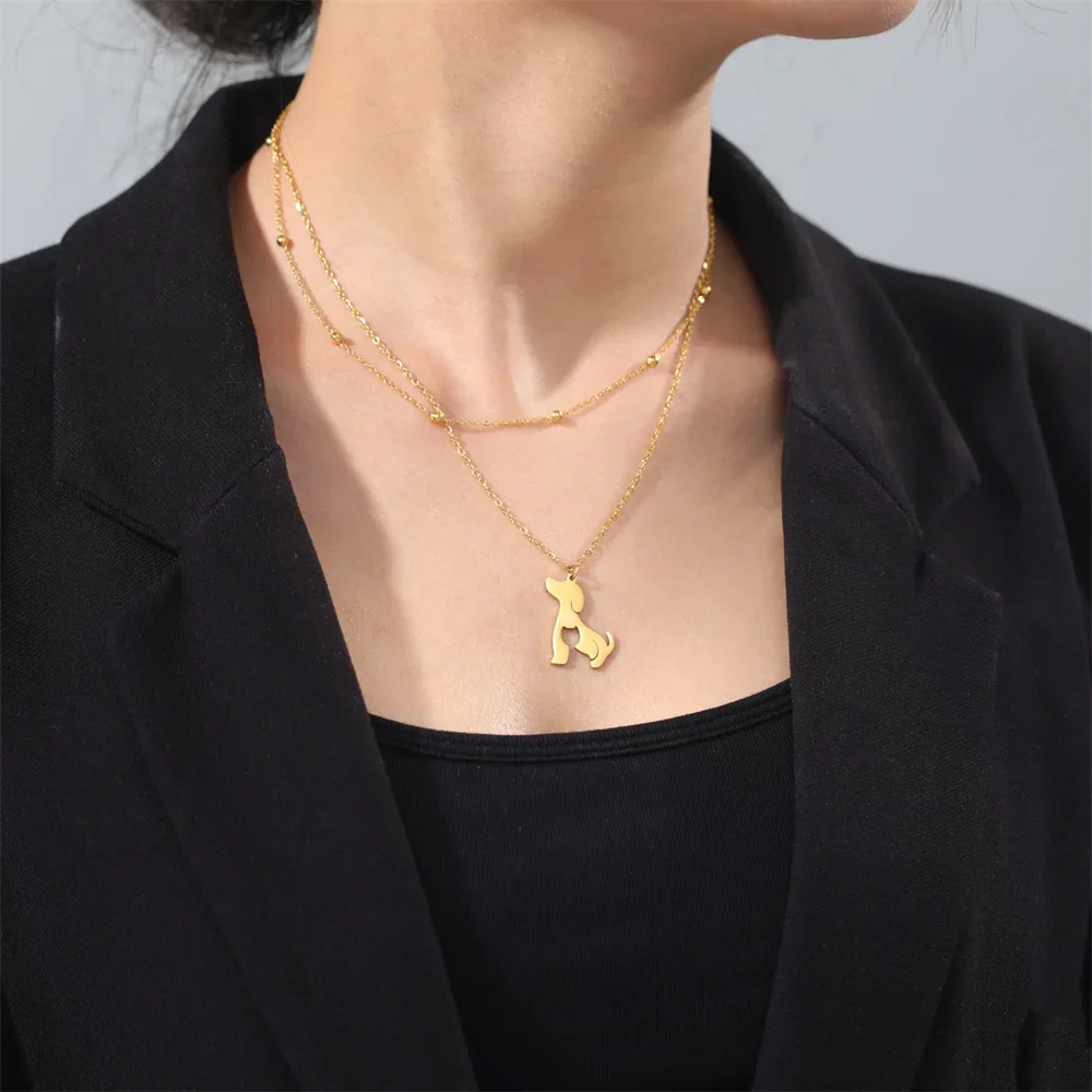 Dames Ketting Met Dierenhanger | Dubbele Laags Choker Met Kat & Hond | Roestvrij Staal | Minimalistisch & Trendy Sieraad | Perfect Cadeau Voor Vriendin, Moeder Of Vriendin - Image 6