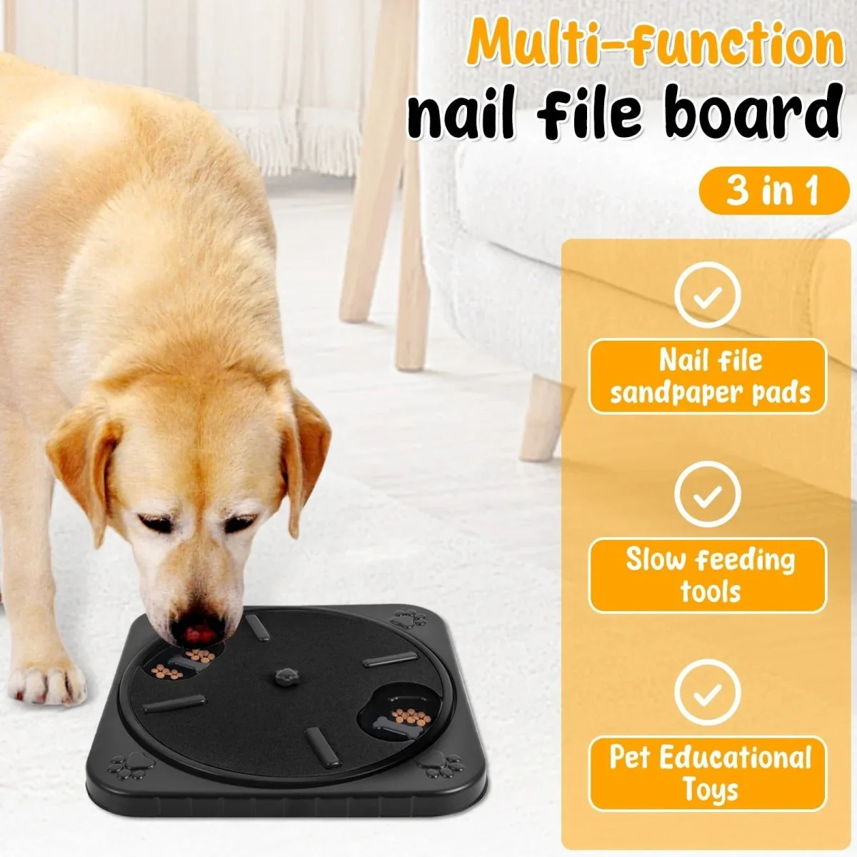 Interactieve Hond Nagelvijl | 360° Draaibaar | Speels Leren & Langzamer Eten | Kunststof | Antislip | Met 12 Snackcompartimenten - Image 2