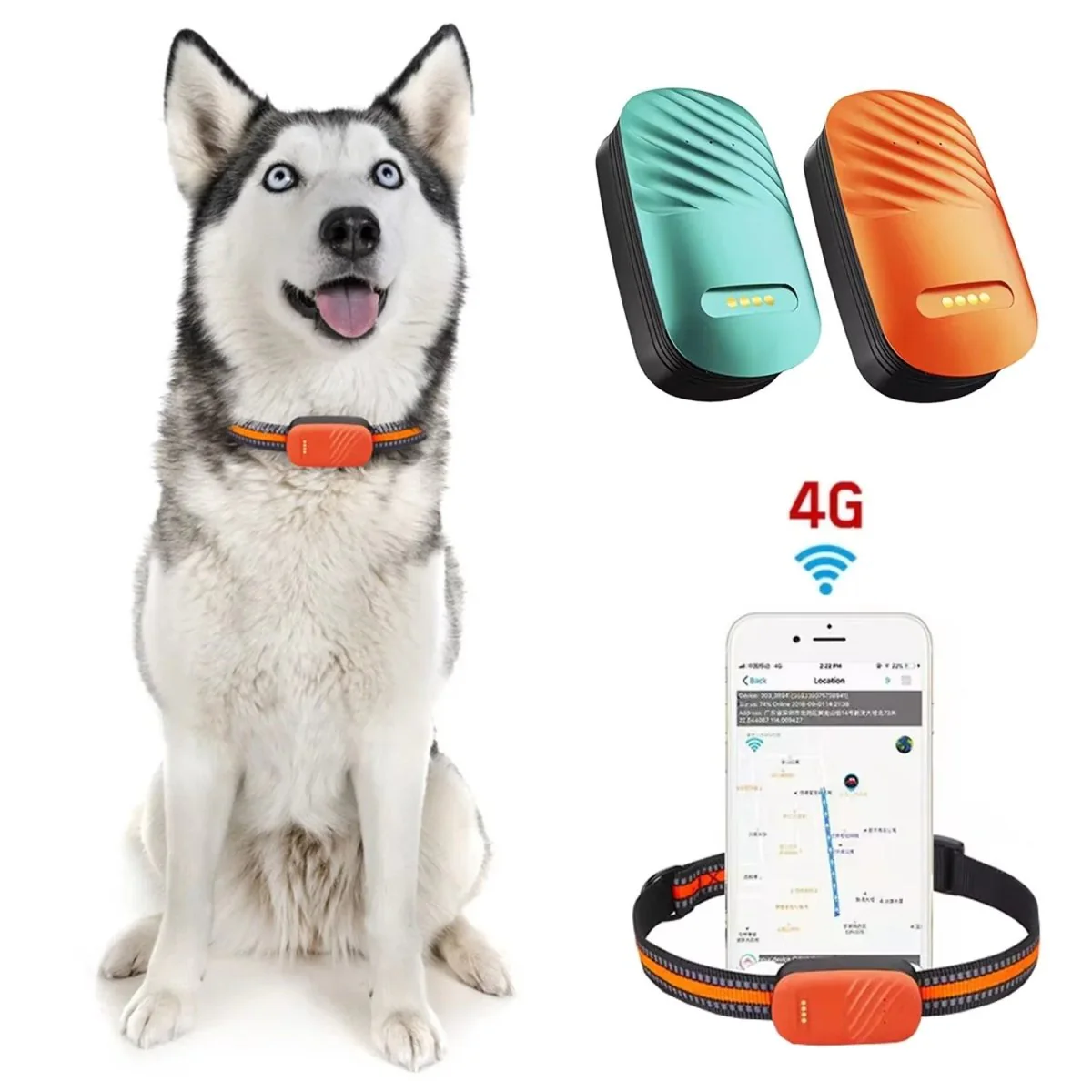 4G GPS Tracker Huisdieren | Realtime Locatie | Waterdicht IP67 | Veiligheid Halsband | Wereldwijde Dekking | Groen Oranje | Compatibel met iOS Android | Nano SIM Slot | Bewegingshistorie en Geo-fence - Image 2