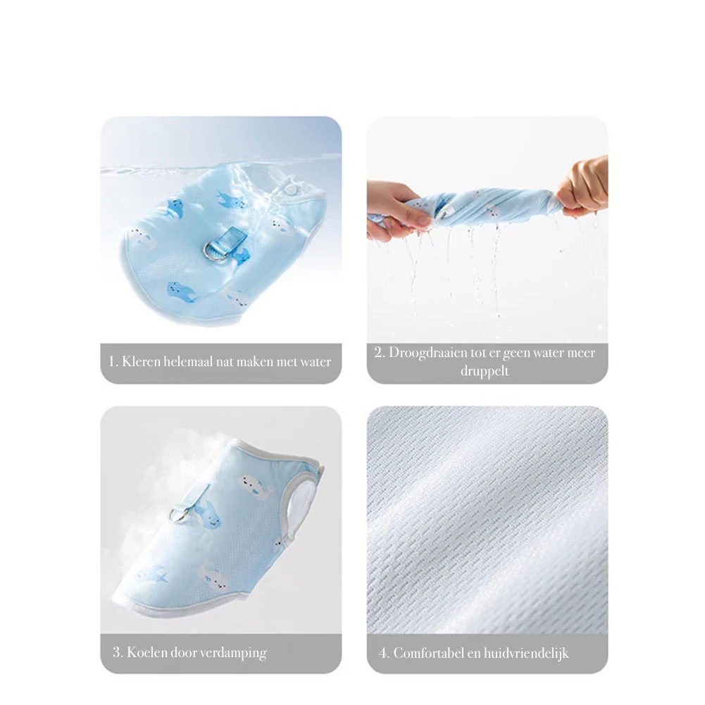 Ademend Verkoelingsvest voor Honden | Sneldrogend | Verstelbare Pasvorm | Beschikbaar in Blue Dolphin en White Leaves | Polyestervezel | Maat M/L | Zomerse Bescherming tegen Hitte - Image 3