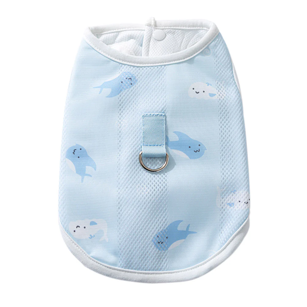Ademend Verkoelingsvest voor Honden | Sneldrogend | Verstelbare Pasvorm | Beschikbaar in Blue Dolphin en White Leaves | Polyestervezel | Maat M/L | Zomerse Bescherming tegen Hitte - Image 5