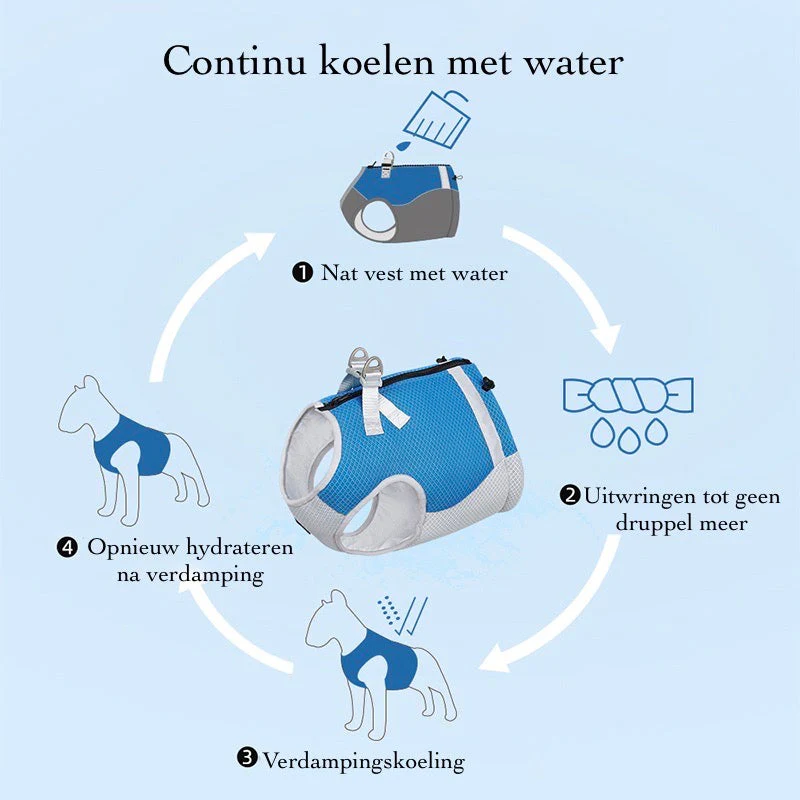 Verstelbaar Reflecterend Koelvest Voor Honden | Limegroen, Blauw, Oranje | Comfortabel op Warme Dagen | Snel Afneembare Hondentop | Geschikt Voor Wandeling, Training, Shows | D-Ring Voor Riem - Image 5