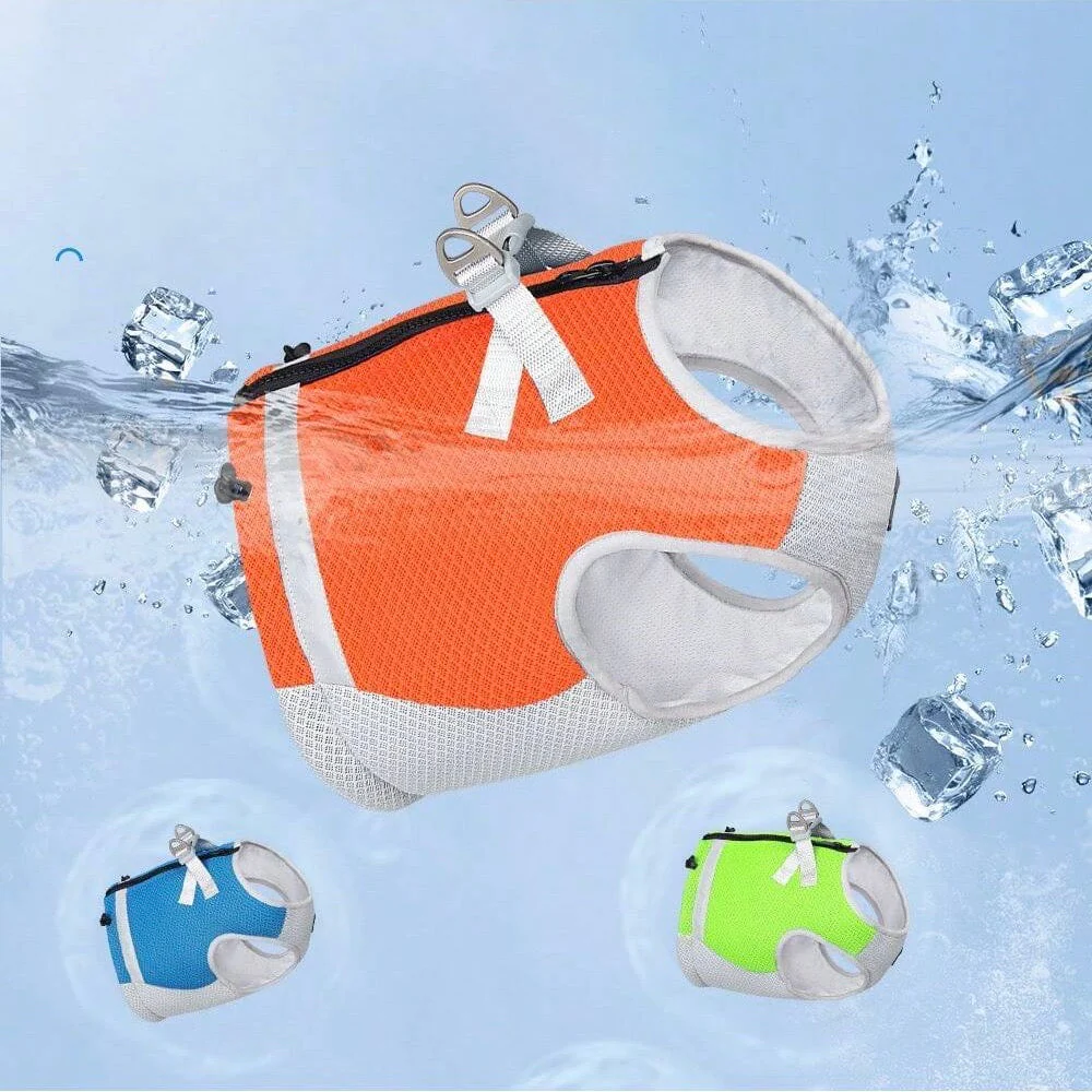 Verstelbaar Reflecterend Koelvest Voor Honden | Limegroen, Blauw, Oranje | Comfortabel op Warme Dagen | Snel Afneembare Hondentop | Geschikt Voor Wandeling, Training, Shows | D-Ring Voor Riem - Image 7