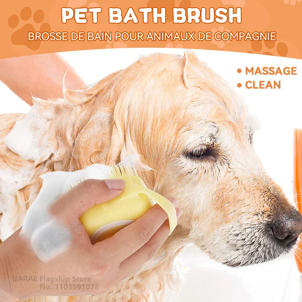 Multifunctionele Badborstel voor Huisdieren met Shampoo Dispenser | Zachte Siliconen Massage | Ideaal voor Honden & Katten | Ergonomisch Ontwerp | Inclusief Schuimreservoir - Image 3