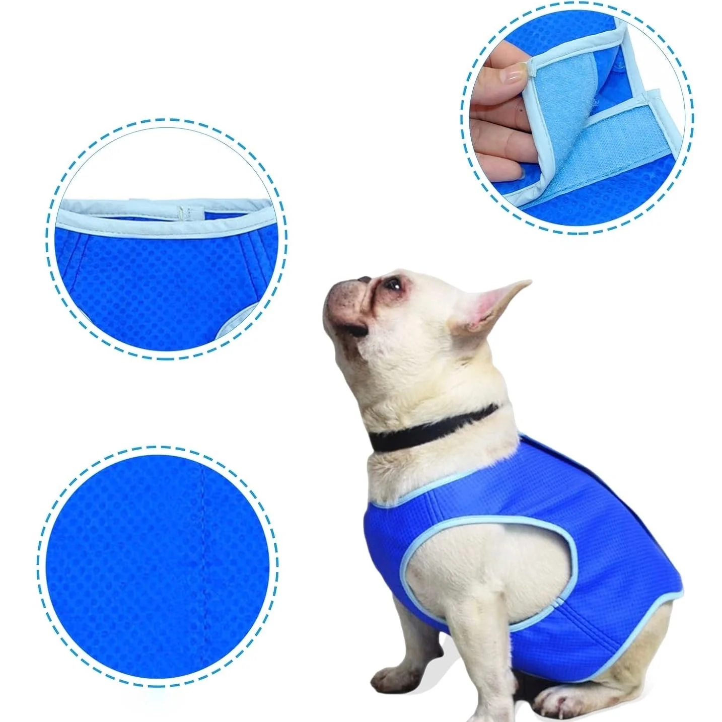 Hondenkoelvest | Drie-Laags Microvezel | Verstelbaar Design | Lichtgewicht Comfort | Diverse Maten XS-L | Blauw | Zomerse Verkoeling en Bescherming | Ideaal voor Actieve Buitendagen - Image 7