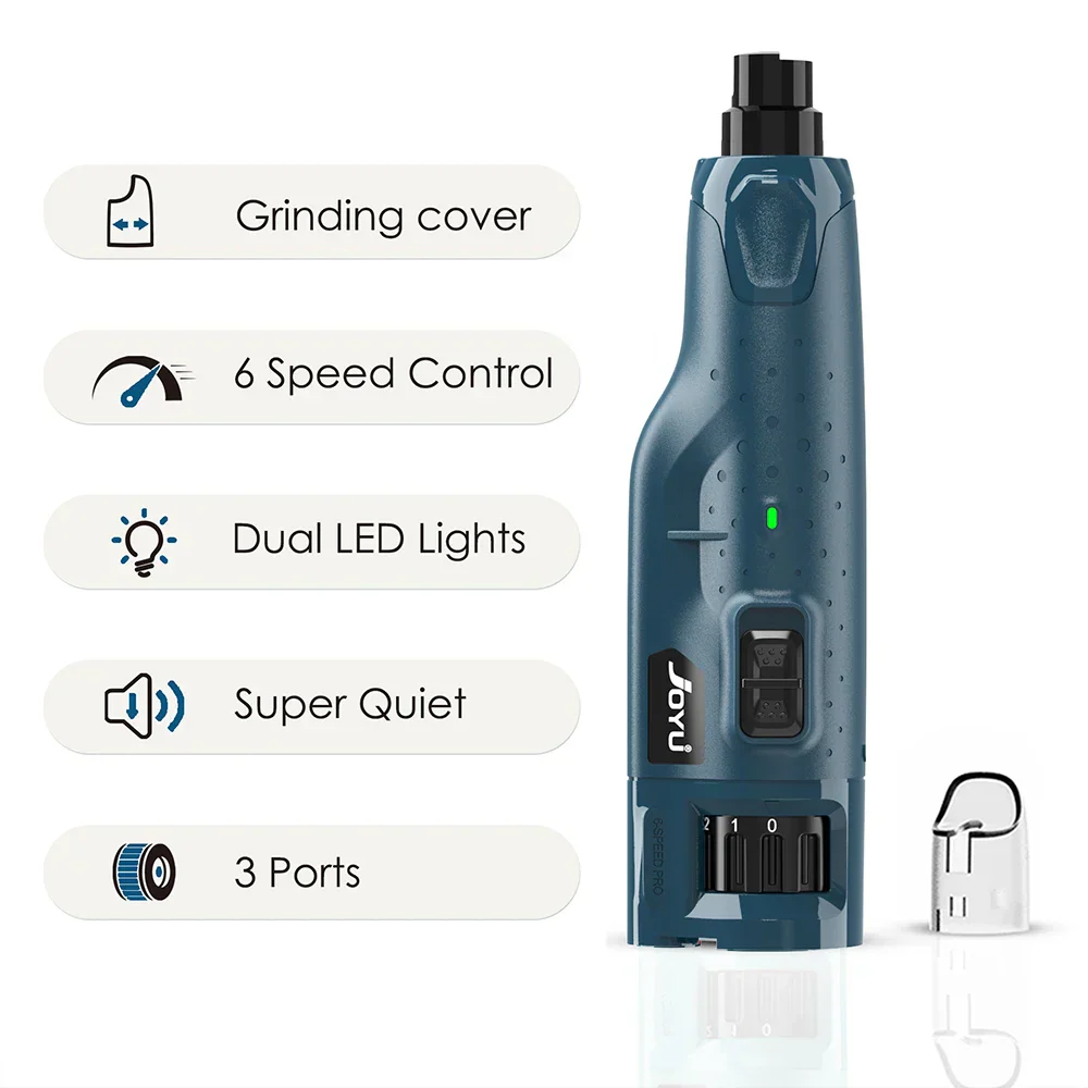 Professionele Elektrische Nagelvijl voor Honden | 6 Verstelbare Snelheden, 2 LED-Lichtjes | Stil Gebruik, Oplaadbaar via USB | Inclusief Stofkap - Image 10