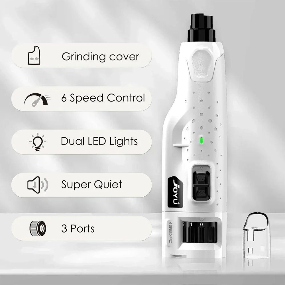 Professionele Elektrische Nagelvijl voor Honden | 6 Verstelbare Snelheden, 2 LED-Lichtjes | Stil Gebruik, Oplaadbaar via USB | Inclusief Stofkap - Image 8