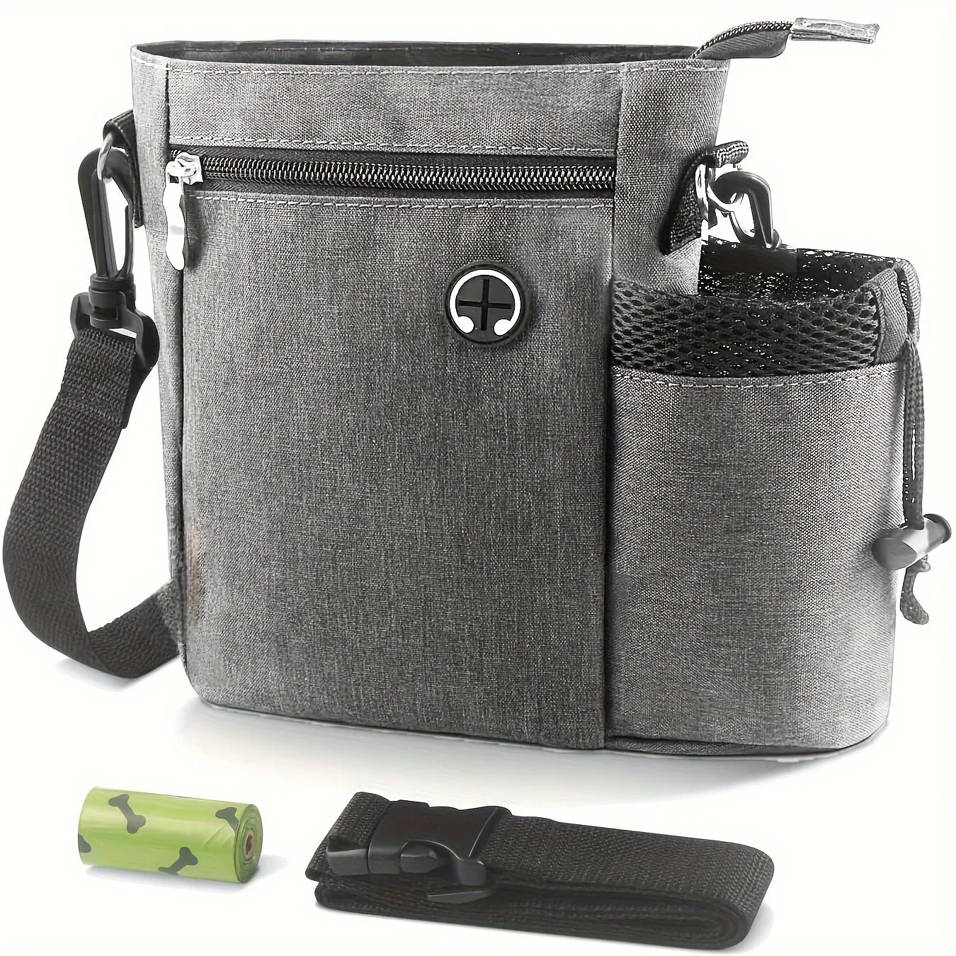 Honden traktatie tas met waterfleshouder | Verstelbare draagopties | Waterdicht polyester | Grote capaciteit | Afneembare voering | Geschikt voor training en wandelen | 25x21x8 cm - Image 6