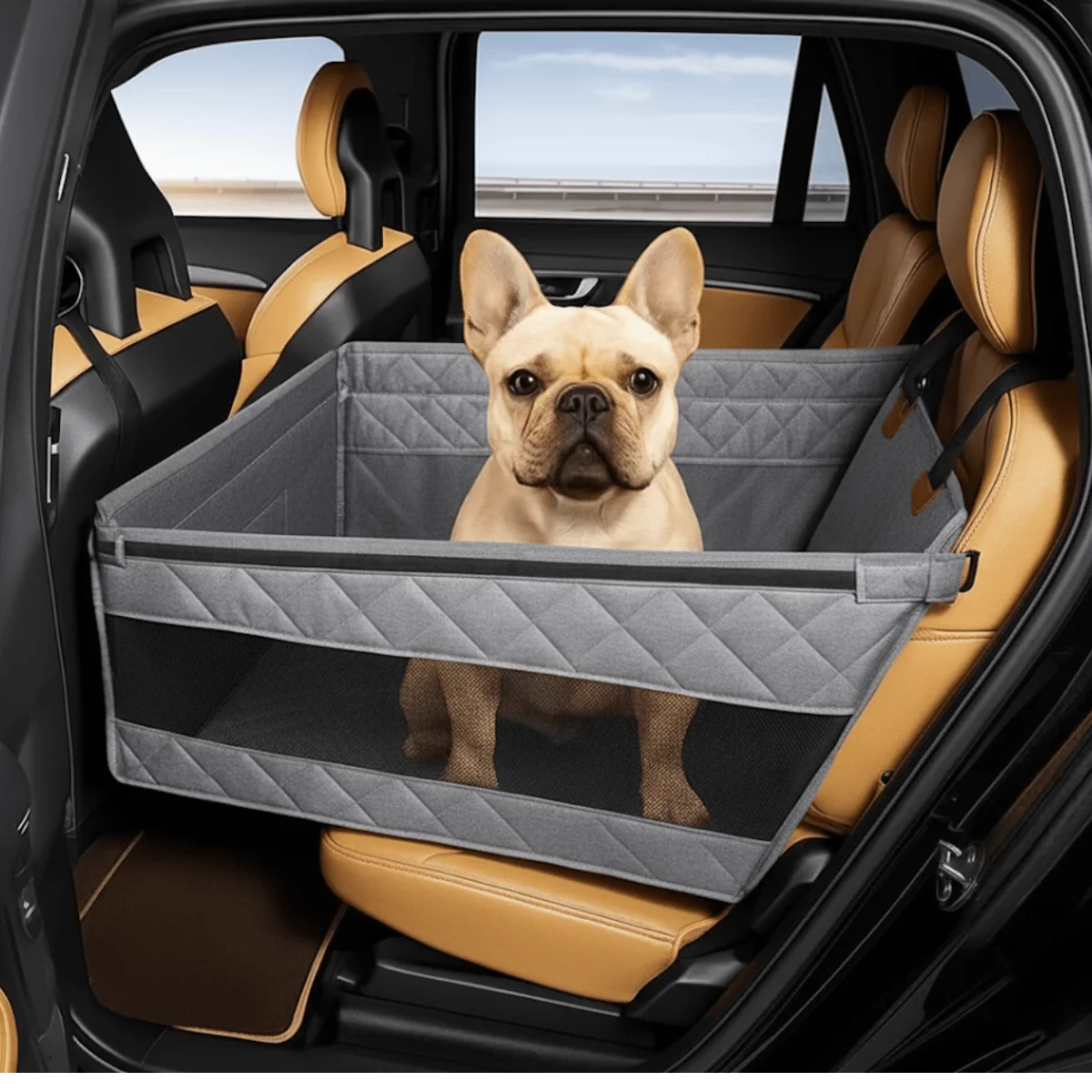 Hondenautostoel met stevige bodem en comfortabele bekleding - Donkergrijs - Zwart - Image 2