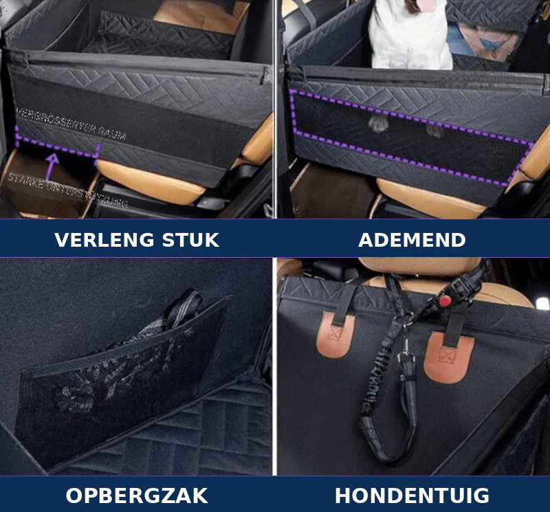 Hondenautostoel met stevige bodem en comfortabele bekleding - Donkergrijs - Zwart - Image 3
