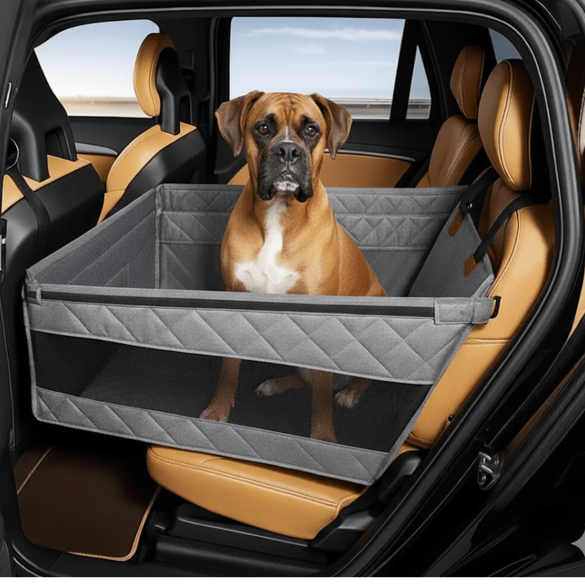 Hondenautostoel met stevige bodem en comfortabele bekleding - Donkergrijs - Zwart - Image 5