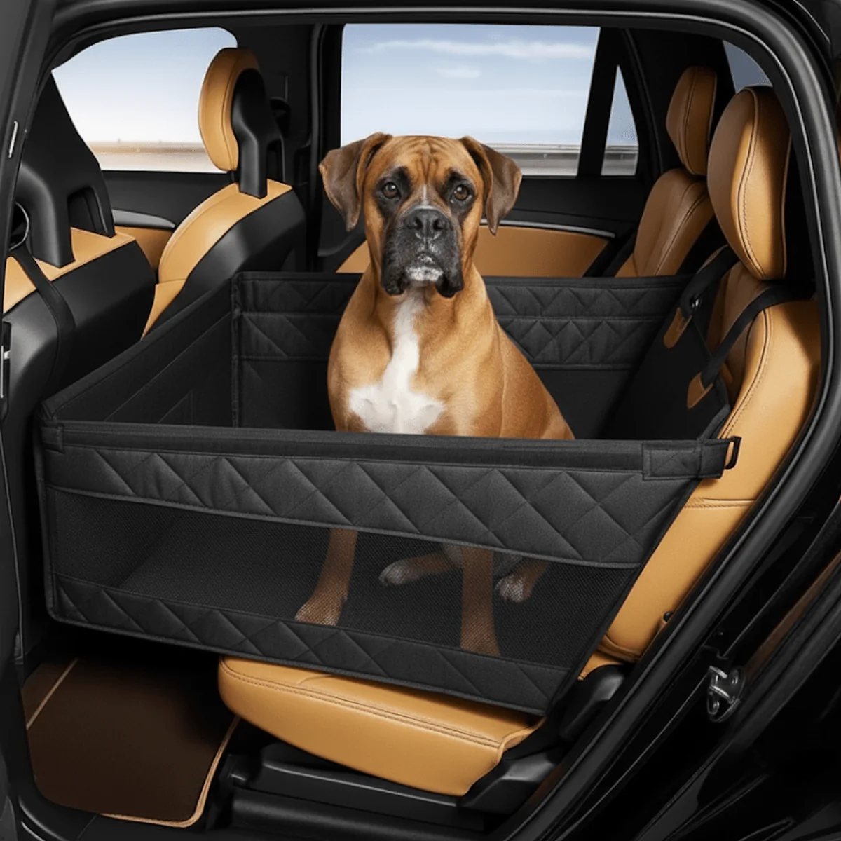 Hondenautostoel met stevige bodem en comfortabele bekleding - Donkergrijs - Zwart - Image 6