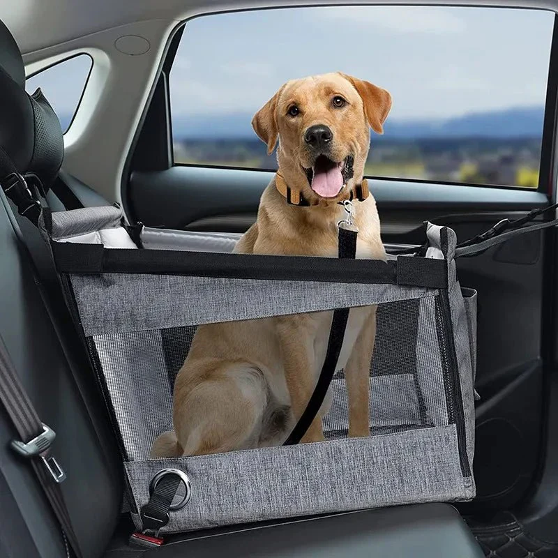 Hondenstoel Auto | Waterdicht & Veilig | Zwart | Reisstoel voor Kleine en Middelgrote Honden | Stabiele Draagtas | Autostoel Bescherming Huisdieren | Compatibel met Voertuigen | Draagbare Hondenzitplaats