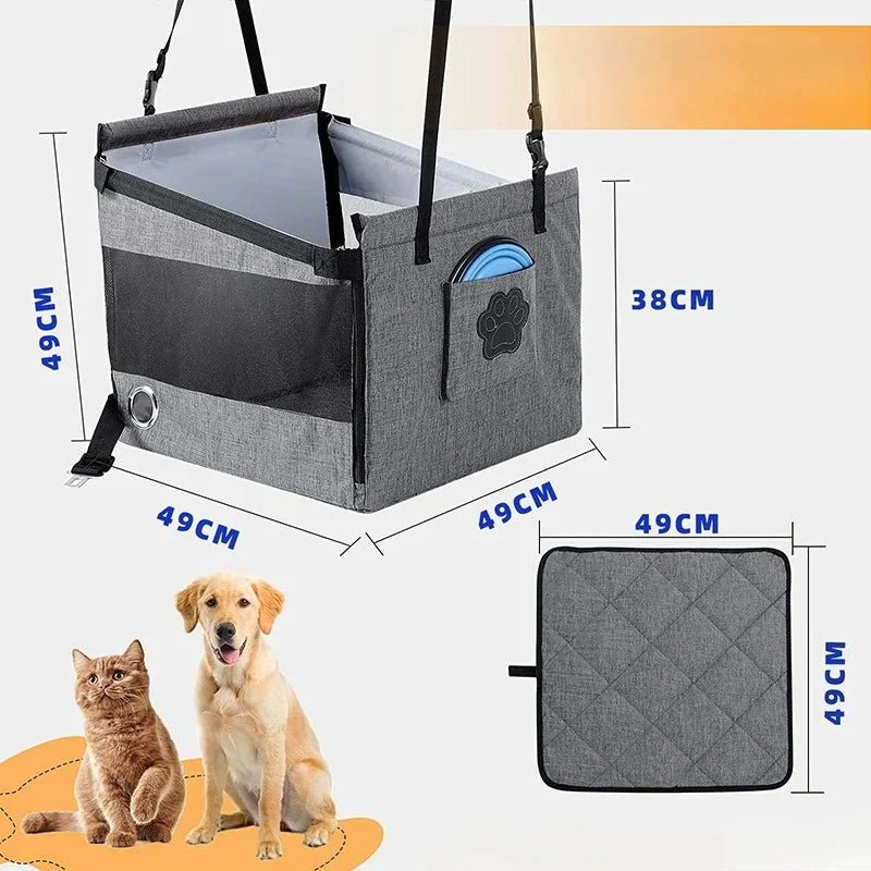 Hondenstoel Auto | Waterdicht & Veilig | Zwart | Reisstoel voor Kleine en Middelgrote Honden | Stabiele Draagtas | Autostoel Bescherming Huisdieren | Compatibel met Voertuigen | Draagbare Hondenzitplaats - Image 5