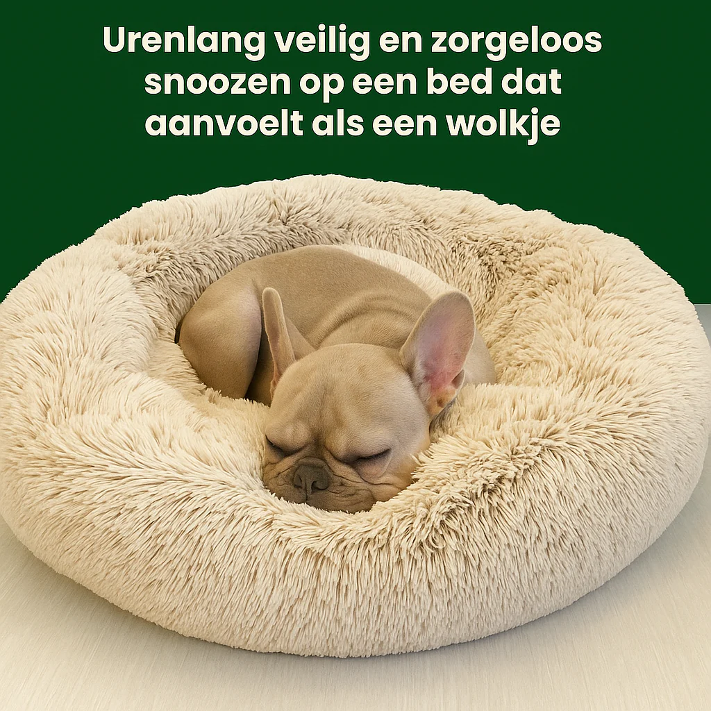 SnoozeBuddy™ | Luxe Hondenbed voor Rust | Donutvorm | Orthopedisch | Zacht Pluche | Stijlvol Design | Verwijderbare Wasbare Hoes | Geschikt voor Katten | Antraciet, Crème, Koffie, Lichtgrijs - Image 2