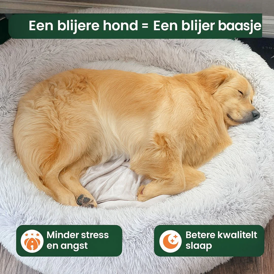 SnoozeBuddy™ | Luxe Hondenbed voor Rust | Donutvorm | Orthopedisch | Zacht Pluche | Stijlvol Design | Verwijderbare Wasbare Hoes | Geschikt voor Katten | Antraciet, Crème, Koffie, Lichtgrijs - Image 4