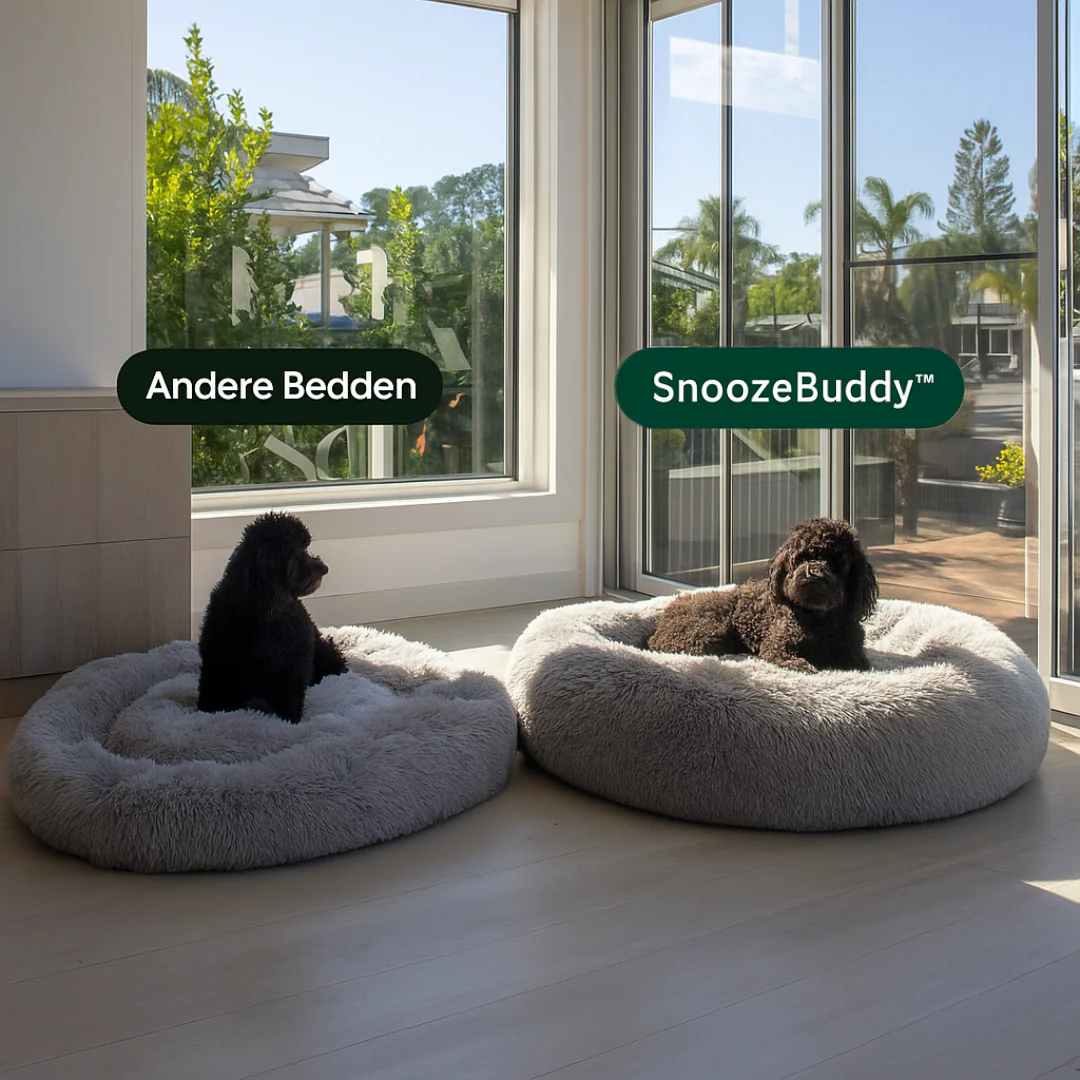 SnoozeBuddy™ | Luxe Hondenbed voor Rust | Donutvorm | Orthopedisch | Zacht Pluche | Stijlvol Design | Verwijderbare Wasbare Hoes | Geschikt voor Katten | Antraciet, Crème, Koffie, Lichtgrijs - Image 5