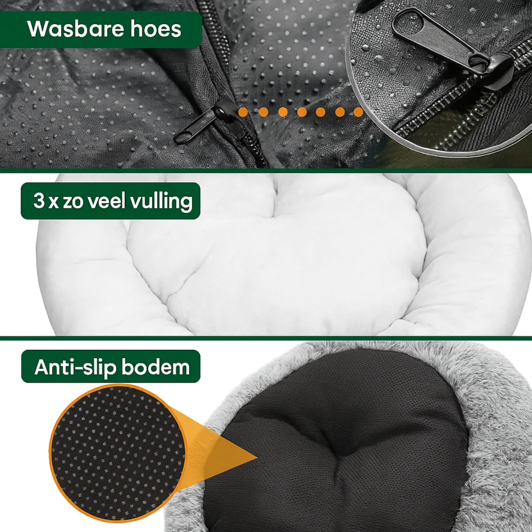 SnoozeBuddy™ | Luxe Hondenbed voor Rust | Donutvorm | Orthopedisch | Zacht Pluche | Stijlvol Design | Verwijderbare Wasbare Hoes | Geschikt voor Katten | Antraciet, Crème, Koffie, Lichtgrijs - Image 7