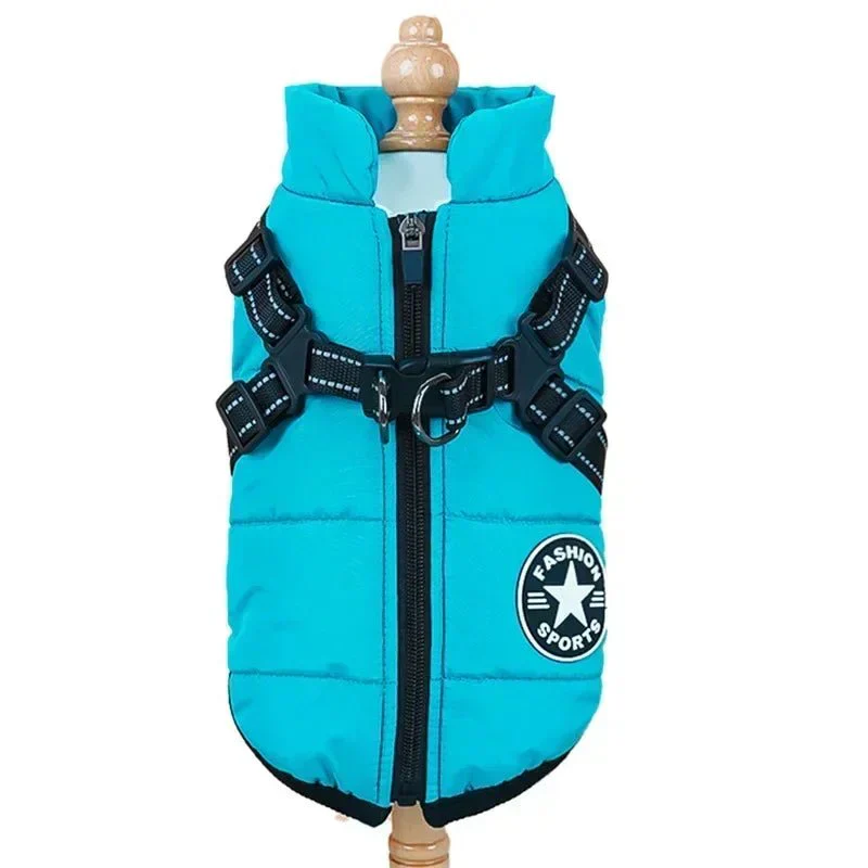 Reflecterende Waterdichte Hondenjas | Geïntegreerd Harnas | Fleecevoering | Snelle Ritssluiting | Verstelbare Pasvorm | Bescherming tegen Regen en Kou | Voor Hond en Kat | Comfortabele Wandeling - Image 10