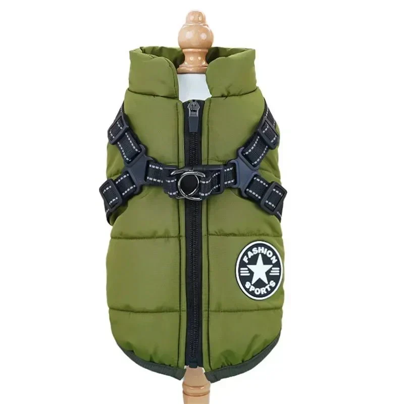 Reflecterende Waterdichte Hondenjas | Geïntegreerd Harnas | Fleecevoering | Snelle Ritssluiting | Verstelbare Pasvorm | Bescherming tegen Regen en Kou | Voor Hond en Kat | Comfortabele Wandeling - Image 11