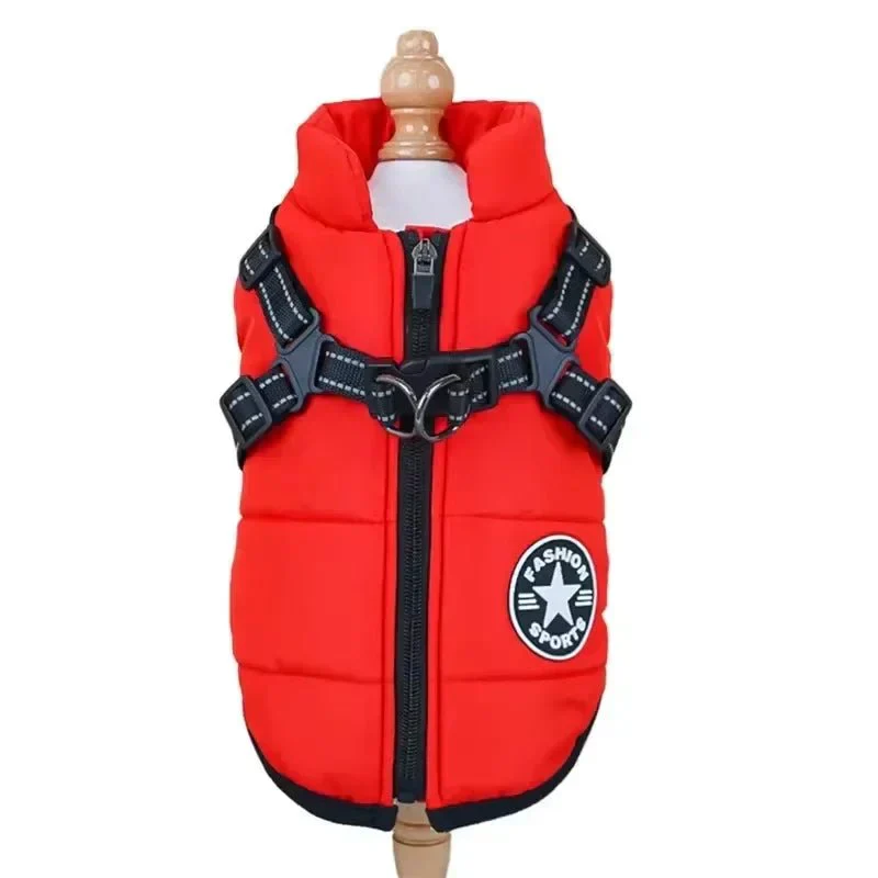 Reflecterende Waterdichte Hondenjas | Geïntegreerd Harnas | Fleecevoering | Snelle Ritssluiting | Verstelbare Pasvorm | Bescherming tegen Regen en Kou | Voor Hond en Kat | Comfortabele Wandeling - Image 13
