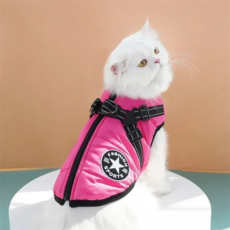 Reflecterende Waterdichte Hondenjas | Geïntegreerd Harnas | Fleecevoering | Snelle Ritssluiting | Verstelbare Pasvorm | Bescherming tegen Regen en Kou | Voor Hond en Kat | Comfortabele Wandeling - Image 6