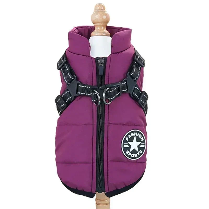Reflecterende Waterdichte Hondenjas | Geïntegreerd Harnas | Fleecevoering | Snelle Ritssluiting | Verstelbare Pasvorm | Bescherming tegen Regen en Kou | Voor Hond en Kat | Comfortabele Wandeling - Image 8