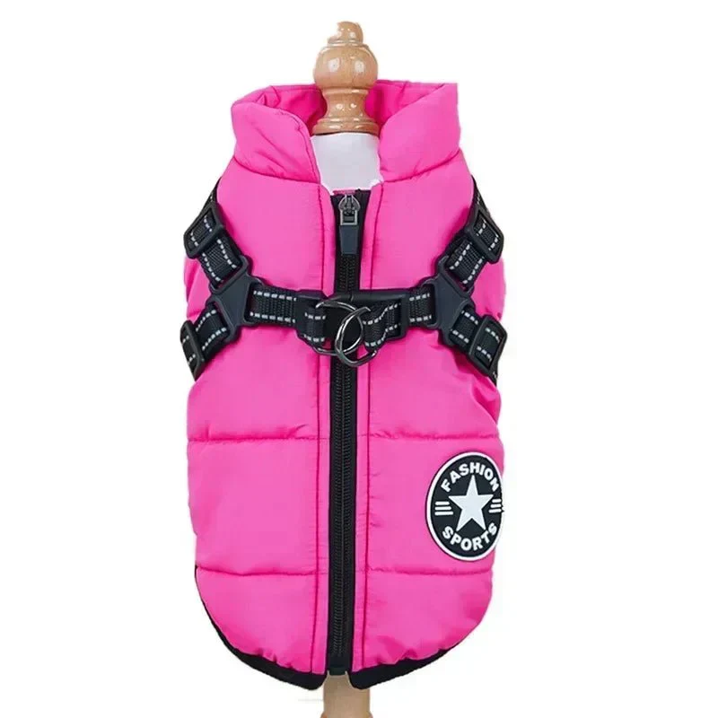 Reflecterende Waterdichte Hondenjas | Geïntegreerd Harnas | Fleecevoering | Snelle Ritssluiting | Verstelbare Pasvorm | Bescherming tegen Regen en Kou | Voor Hond en Kat | Comfortabele Wandeling - Image 9