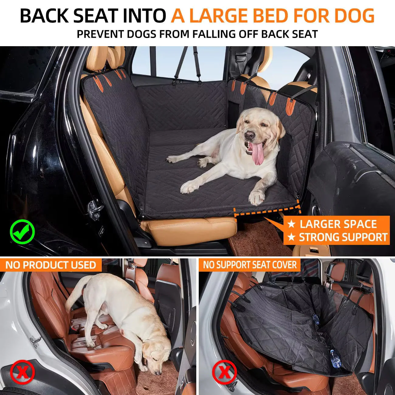 Hondendeken auto waterdicht | Bescherming achterbank tegen haren, vuil en krassen | Comfortabele reisdeken voor hond met antislip en zachte voering - Image 4