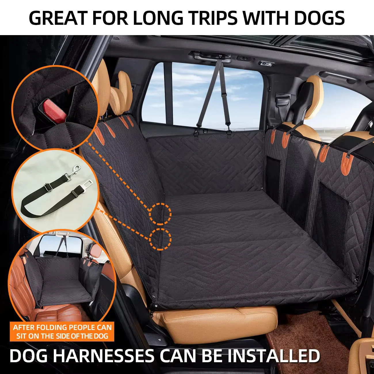 Hondendeken auto waterdicht | Bescherming achterbank tegen haren, vuil en krassen | Comfortabele reisdeken voor hond met antislip en zachte voering - Image 5