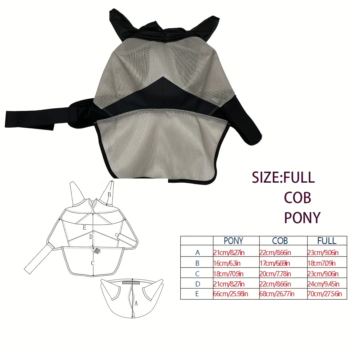 Paardenmasker Vliegenbescherming | Lange Neus Vliegenmasker | Teslin Stof | Equestrian Neusbedekking - Image 2