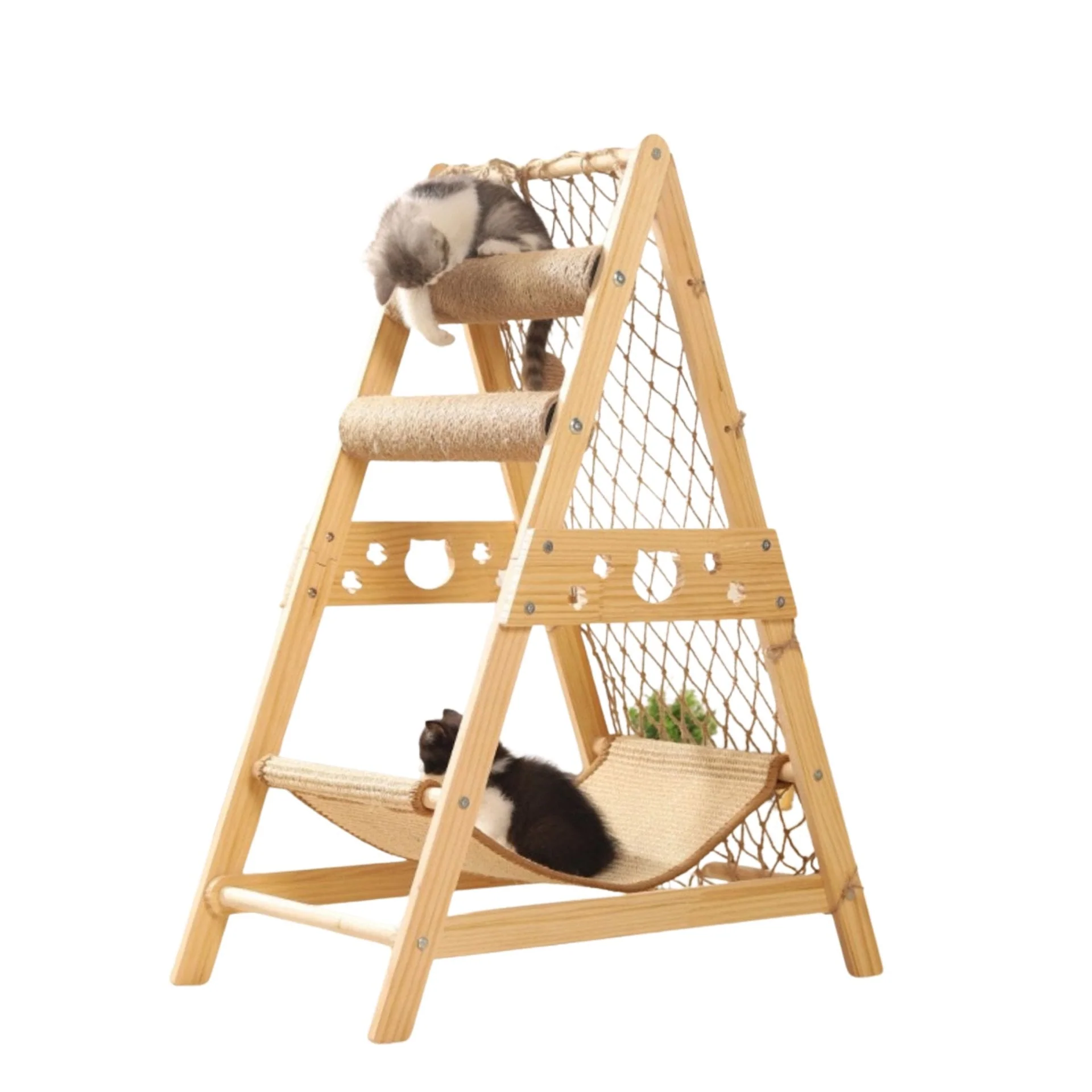 Houten Klimtoren voor Katten | Duurzaam Hout & Sisal | Klimmen en Krabben | Natuurlijk Design