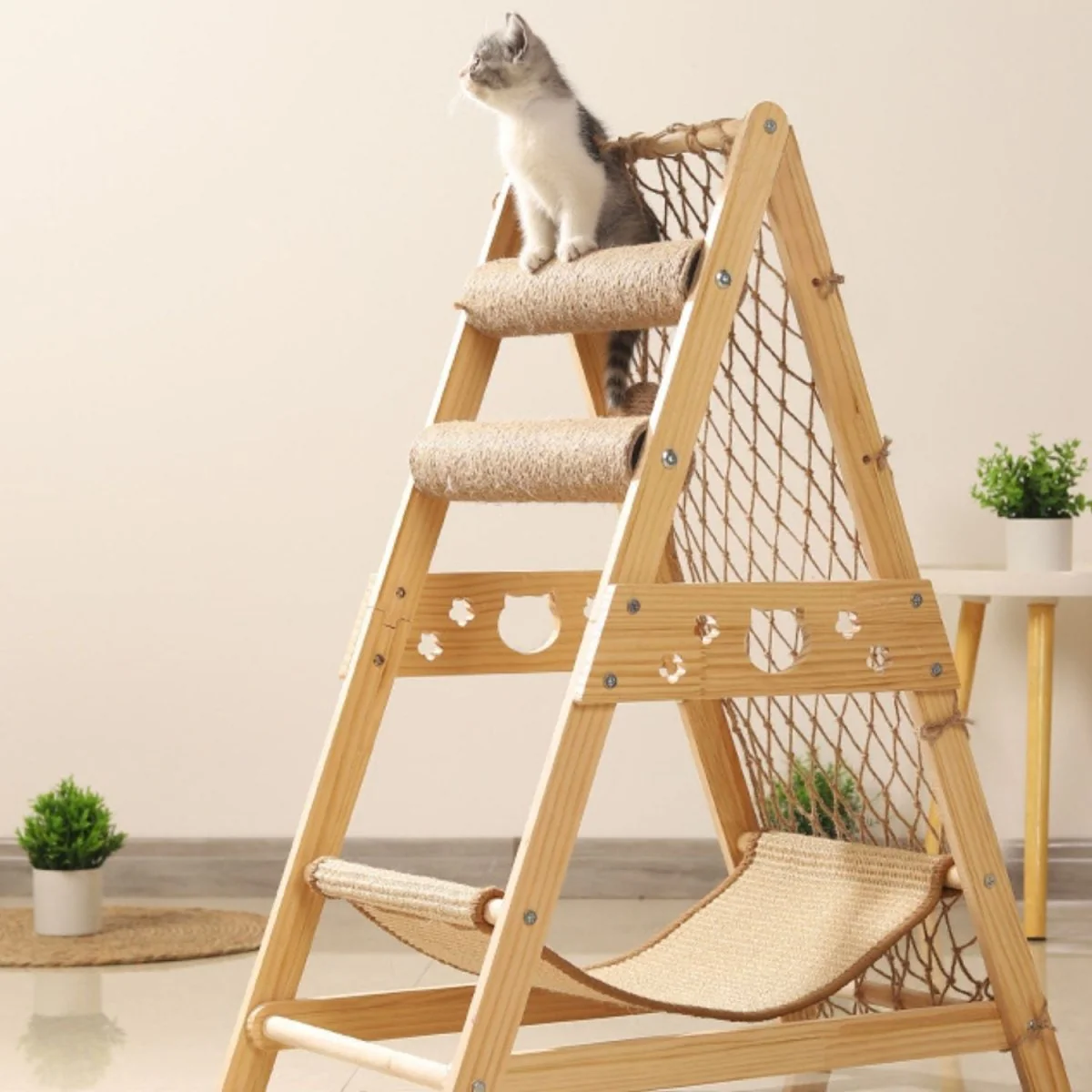Houten Klimtoren voor Katten | Duurzaam Hout & Sisal | Klimmen en Krabben | Natuurlijk Design - Image 2
