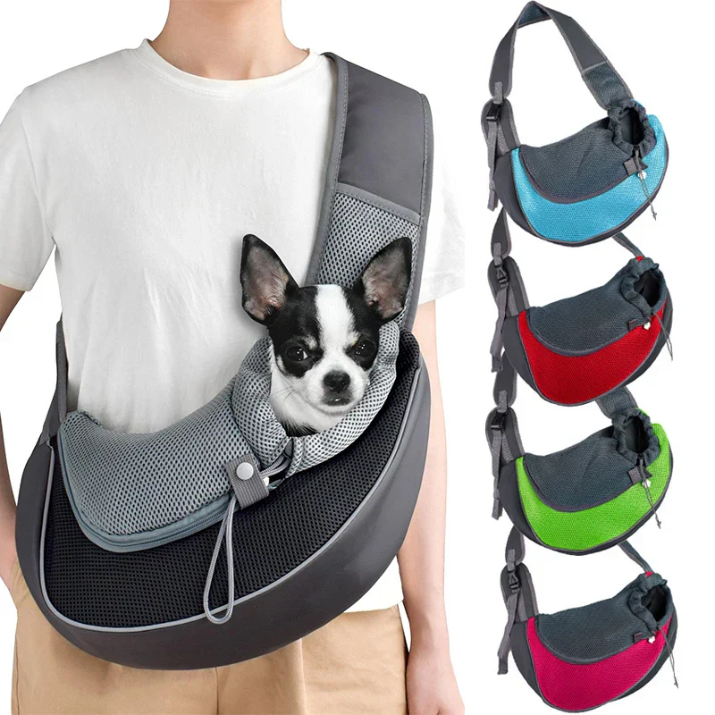 Ademende Schouderdraagtas voor Kleine Huisdieren | Mesh & Sponsvoering | Verstelbare Crossbody Riem | Geschikt voor Honden, Katten tot 6 kg | Beschikbaar in Meerdere Kleuren - Image 2