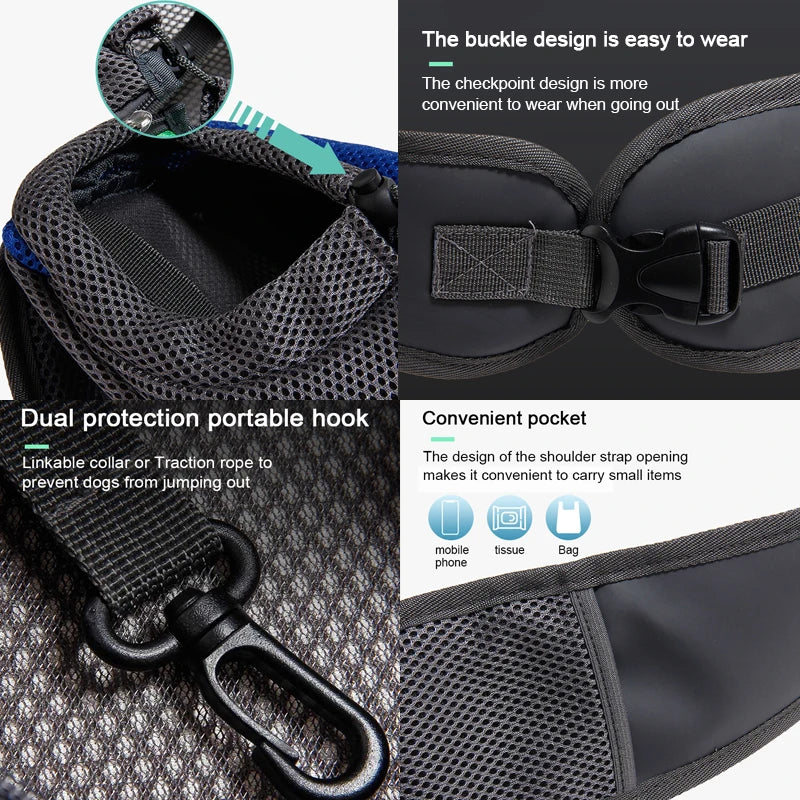 Ademende Schouderdraagtas voor Kleine Huisdieren | Mesh & Sponsvoering | Verstelbare Crossbody Riem | Geschikt voor Honden, Katten tot 6 kg | Beschikbaar in Meerdere Kleuren - Image 3