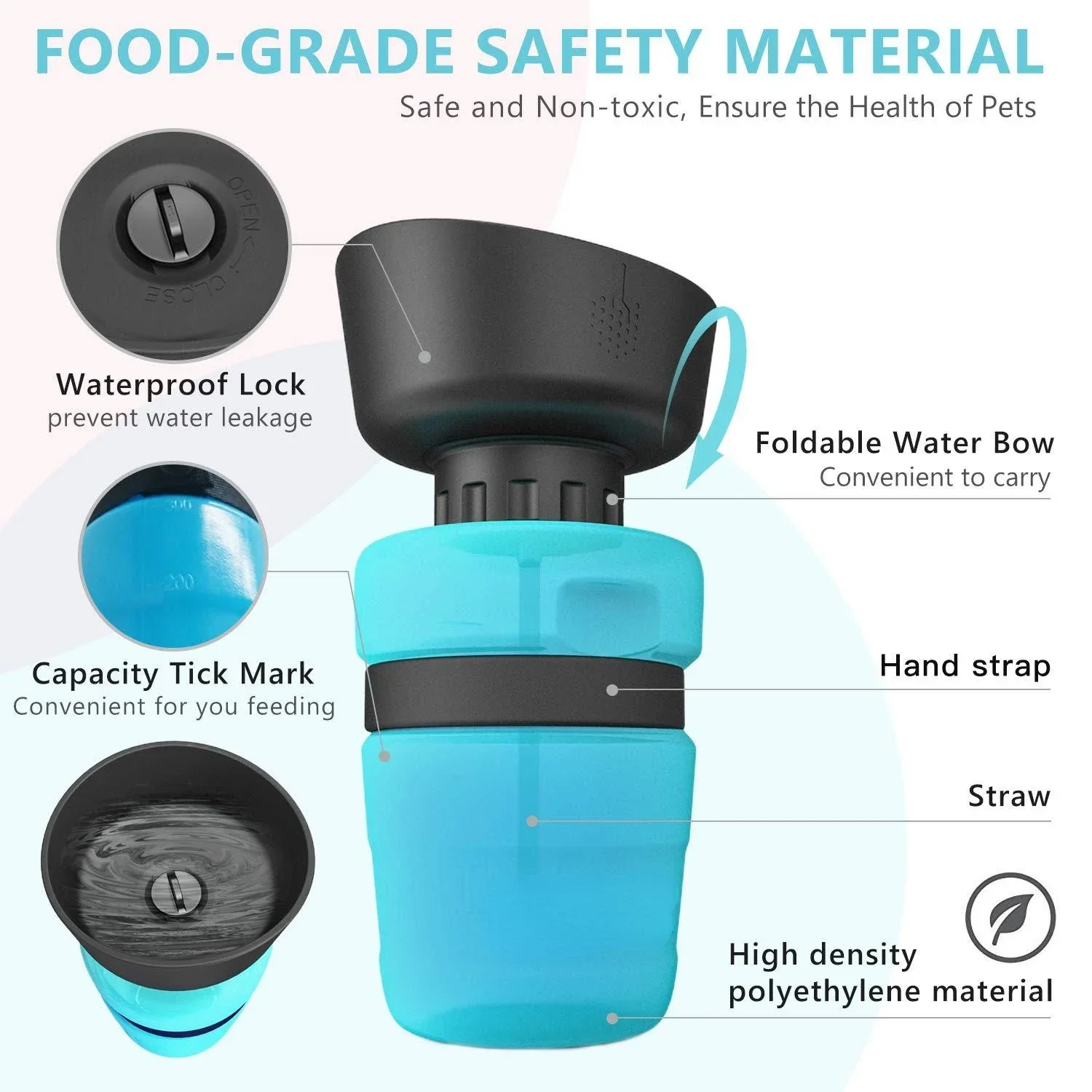 Opvouwbare Waterfles voor Honden 500ml | Lekvrij en Draagbaar, Ideaal voor Wandelen en Reizen - Image 4