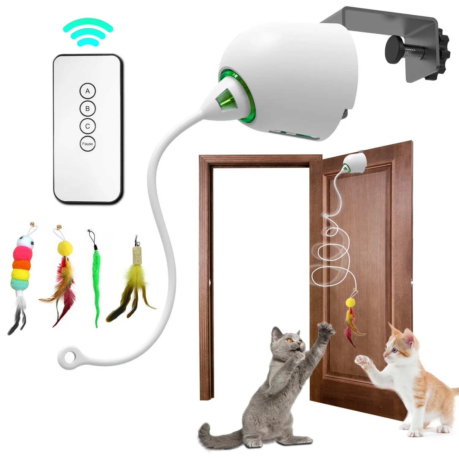 INKZOO Automatisch Katten Speelgoed | Interactieve Muis Veer Spel | Sensor Activering | 7 Openingen | Oplaadbare Batterij | Kattenvermaak | Onregelmatige Bewegingen | Duurzaam Plastic - Image 10