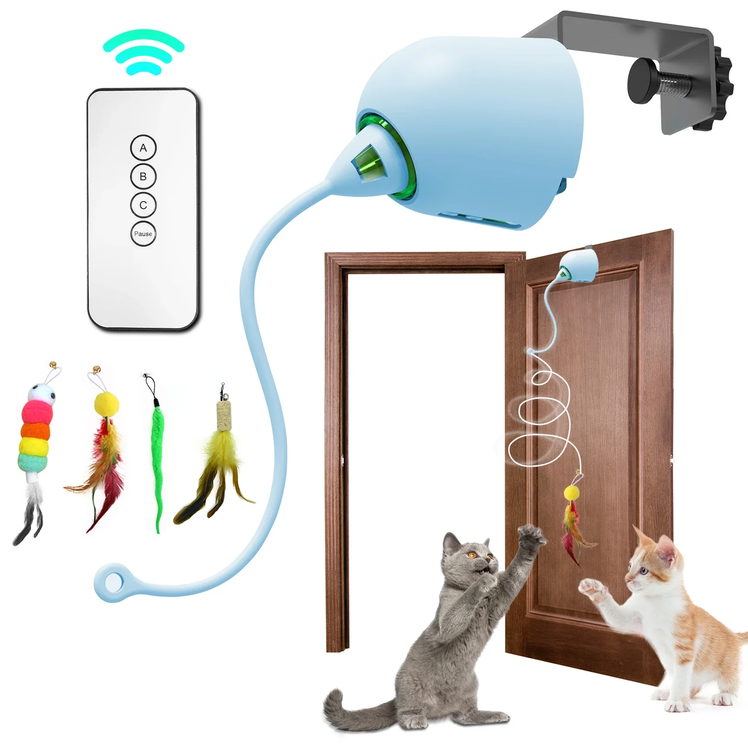 INKZOO Automatisch Katten Speelgoed | Interactieve Muis Veer Spel | Sensor Activering | 7 Openingen | Oplaadbare Batterij | Kattenvermaak | Onregelmatige Bewegingen | Duurzaam Plastic - Image 15
