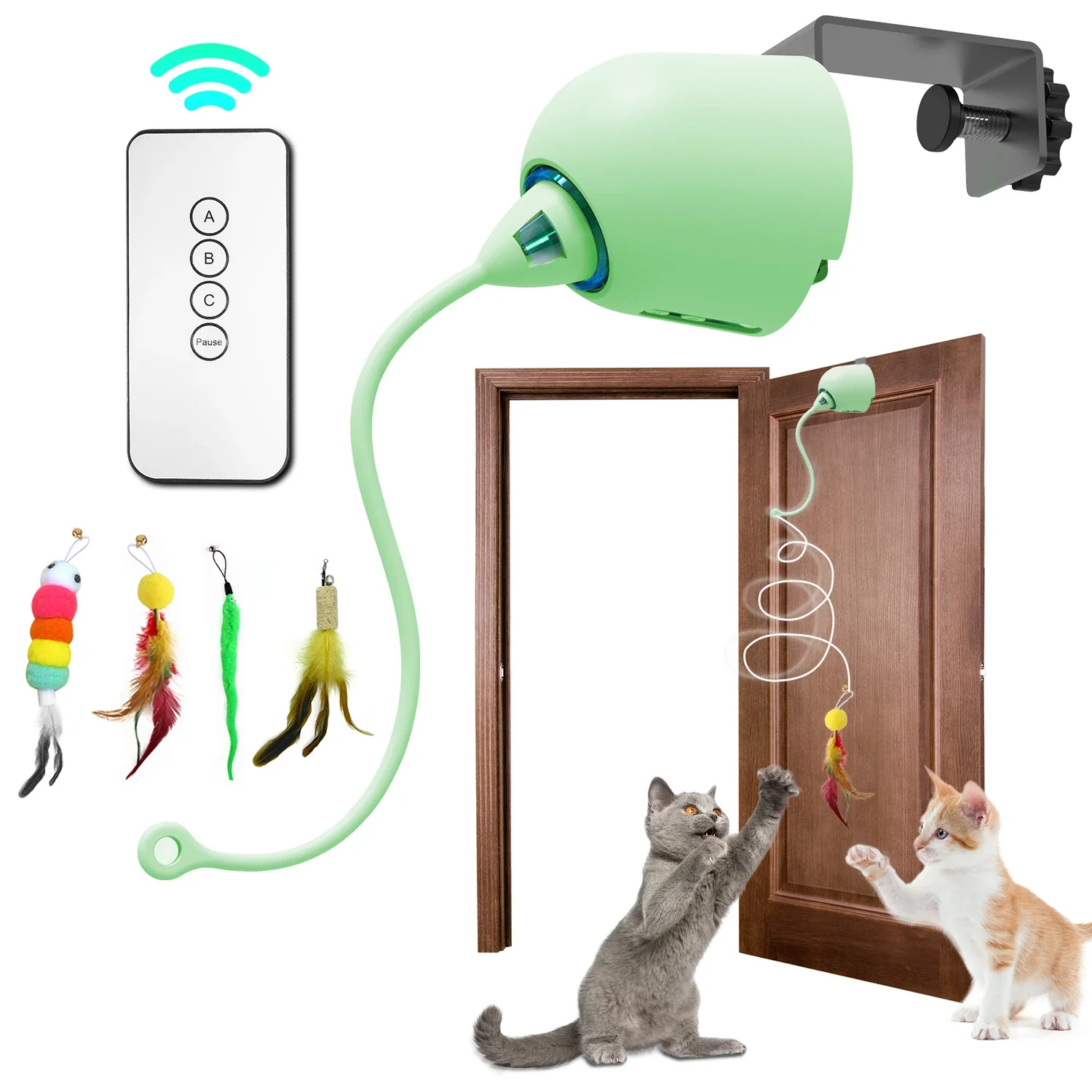 INKZOO Automatisch Katten Speelgoed | Interactieve Muis Veer Spel | Sensor Activering | 7 Openingen | Oplaadbare Batterij | Kattenvermaak | Onregelmatige Bewegingen | Duurzaam Plastic - Image 9