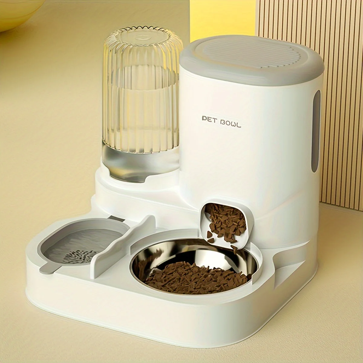Automatische Katten Waterfontein | Voerdispenser Set | RVS Kom | Afneembaar | Wasbaar | 2-in-1 Voedingsstation | Binnenkatten - Image 7